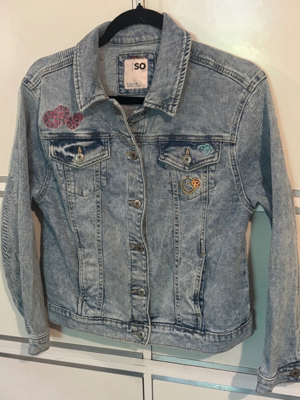 SO Girls Embroidered Denim Jacket S X-Large (14/16)